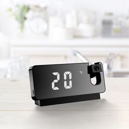 LED Digital Alarm Clock Table Alarmklok Bekijk elektronische desktopklokken USB Wake Up FM Radio Time Projector + Snooze -functie