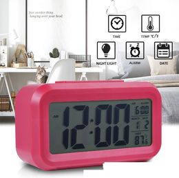 Reloj despertador digital LED, pantalla de alarma digital electrónica recargable por USB, relojes de mesa de escritorio para el hogar, oficina, retroiluminación, despertador, calendario