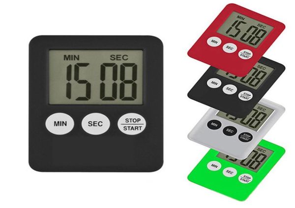 Minuterie de cuisine numérique LED, en plastique, compte à rebours, horloge, alarme magnétique, outils de cuisson électroniques, 1460744