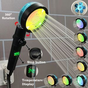 Affichage de température numérique à LED Contrôle de la tête de douche colorée Bulle de pulvérisation haute pression Précipitant la salle de bain 240415