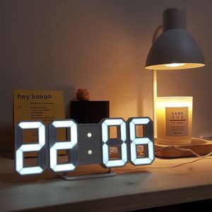LED horloge murale numérique alarme Date température rétro-éclairage automatique Table bureau décoration de la maison support accrocher des horloges Q1124208m