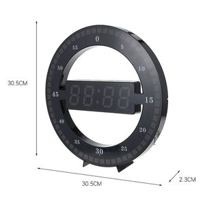 LED Digital Wall Clock Modern Design Dual-Use Dimming Digital Circular Photoreceptive Clocks For Home Decoration festival Gift 201125