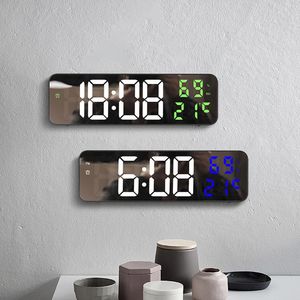 Reloj de pared digital LED con gran exhibición, humedad de temperatura, dígitos grandes, reloj de pared silencioso para casa de campo, cocina, dormitorio, oficina