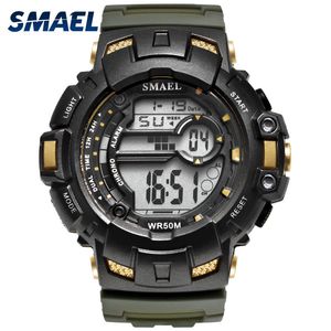 LED Digitale WRSitwatches Smael Army Green Clocks Heren Sockbestendige Militaire Horloges Band 1532A Sport Wtaches 50m Waterdicht Q0524