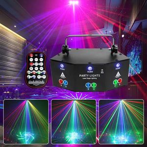 Luz LED láser para discoteca DMX, 9 ojos, RGB, efecto de iluminación de escenario para Club de DJ, decoración de Bar, luces de fiesta, proyector, lámpara para Halloween