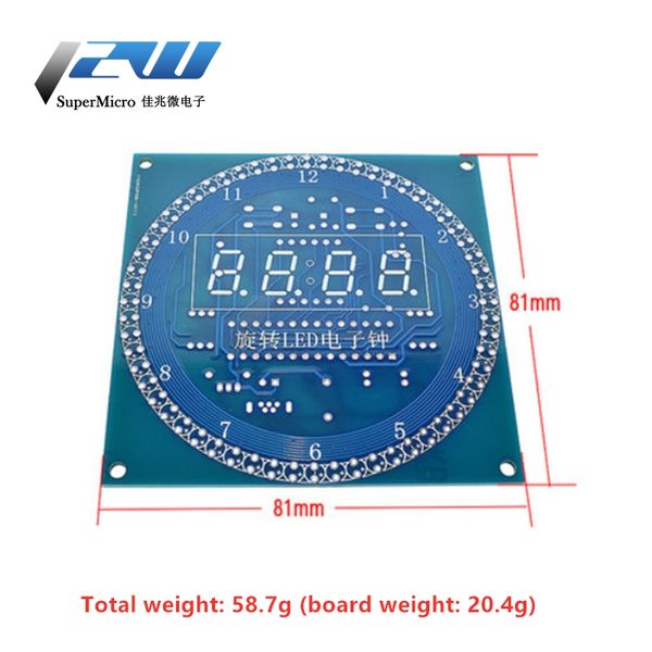 Affichage LED Alarme Rotary Corloge électronique Kit de bricolage Température de contrôle de la lumière DS1302 C8051 Module électronique MCU STC15W408as Kit