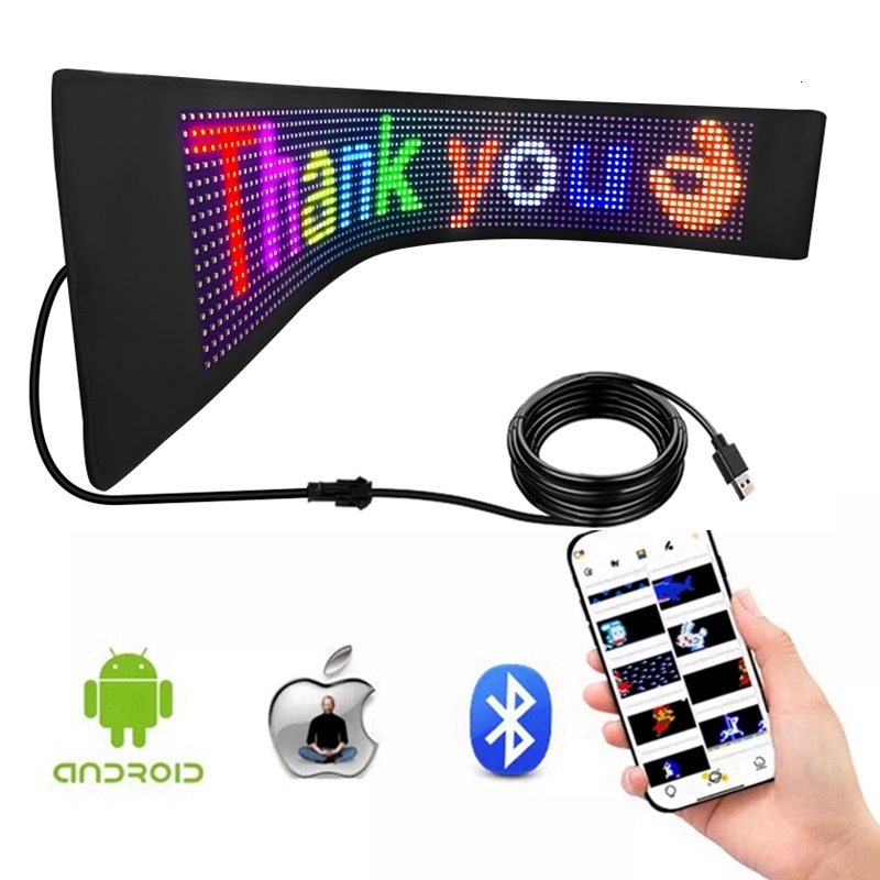 LED Display Bluetooth LED Display Screen Message Scrolling Sign Board Ultra-thin Soft Flexible Led Panel Car Display For Store Advertising 230420