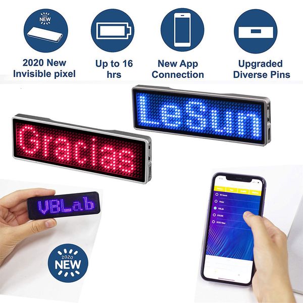 Affichage LED Entièrement Bluetooth LED Nom Badge DIY Programmable Défilement Message Board Mini LED Affichage HD Texte Chiffres Motif Affichage 230725