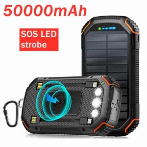 LED Display Screen Waterdicht 50000 mAh Solar Batterypack met zonnepaneel opladen Portable Power Camping Wireless snel opladen