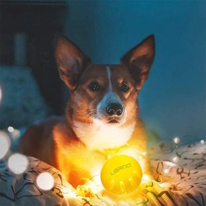 LED Dog Ball Silicon Glowing Dog Toy Ball la nuit avec USB rechargeable résistant à l'eau allumer les balles de tennis interactives pour chiens 240320