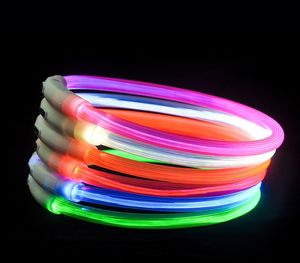 LED DOG COollar verlicht USB Oplaadbare gloeiende nachtveiligheid Pet Kraagketting Bandgrootte voor kleine medium groot