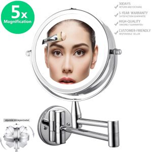 Miroir de maquillage d'agrandissement double face LED, 6,0 