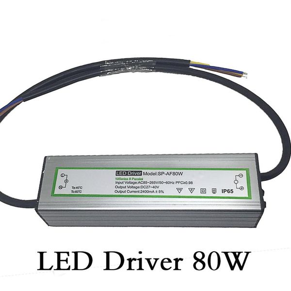 LED Driver 80W Transformateurs d'éclairage Tension d'entrée étanche AC85-265V Sortie DC27-40V Courant constant 2400ma LED Alimentation A2866