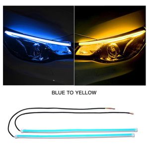 LED DRL Luces de carreras diurnas de DRL 30 cm 45 cm 60 cm Flexible impermeable Señal automática de giro delantero de los frenos amarillos accesorios de automóviles ligeros