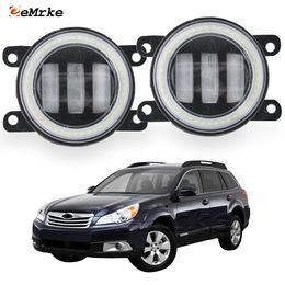 Ensemble de phares antibrouillard LED DRL 30 W/40 W avec lentille transparente pour Subaru Outback BR/B14 2.5i 3.6R BR9/BRF Amérique du Nord 2010-2012 LED Angel Eyes feu de jour de voiture 12 V antibrouillard