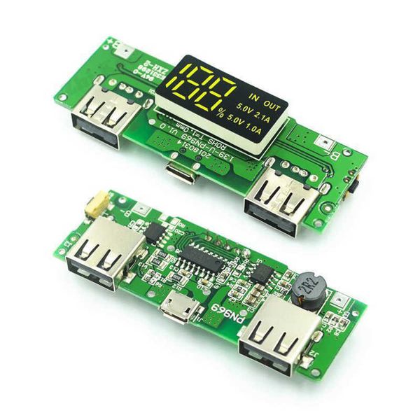 LED Dual USB 5V 2.4A Micro/Tipo-C Banco de energía móvil 18650 Módulo de carga Placa de cargador de batería de litio Protección de circuito