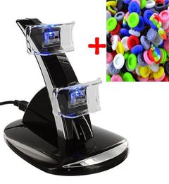 LED Dual USB Oplaaddock Cradle Station Stand voor Playstation 4 PS4 Game Gaming ControllerAnaloge Thumbstick Grips Accessoires9843444