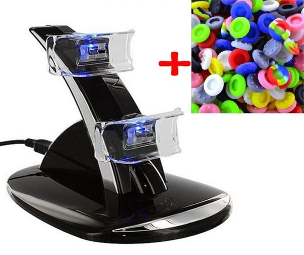 LED Double USB Charging Dock Dock Cradle Station Stand pour Playstation 4 PS4 Game Gaming Controlleranalog Grips Grips Accessories3173427