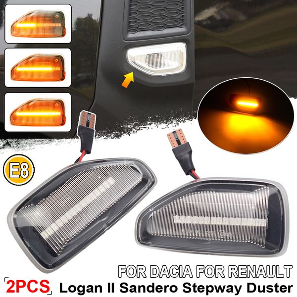LED Dinámico Marcador Luz de luz Lámparas de parpadeo de señal de flecha para Dacia Logan 2 Sandero 2 Duster 2 Renault Stepway