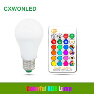 LED E27 B22 3W 5W 10W Bombilla LED RGB regulable Alto brillo Plástico Aluminio Luz con control remoto 220 270 Ángulo Blanco AC 85-265V