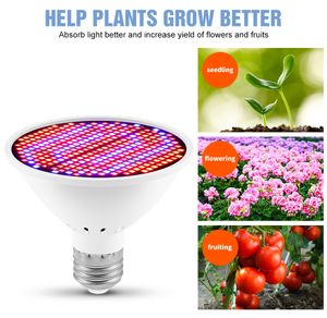 LED E27 poussent la lumière à spectre complet pour serre LED lumières de croissance pour la culture hydroponique d'intérieur ampoule de plante 126 200 300 LED s Phyto lampe