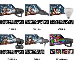 Effet LED Light Christmas Snowflake Snowstorm Projecteur Lights 16 motifs de projection de stade rotatif Lampes pour la fête KTV Bars Hol8138117