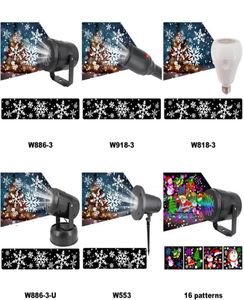 Efecto LED Light Christmas Snowflake Tormor de nieve Luces de proyector 16 Patrones Lámparas de proyección de escenario giratorio para barras de KTV de fiesta A542634917