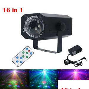 Led-effecten 16 patronen in 1 laserlichtprojector Magische bal Afstandsbediening 10W Dj Disco Watergolf Podiumverlichting Effectlamp Drop Dhtp3