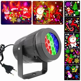 LED -effecten 16 Patronen RGB Kerst Laser Projectie Lamp Snowflake Projector Light