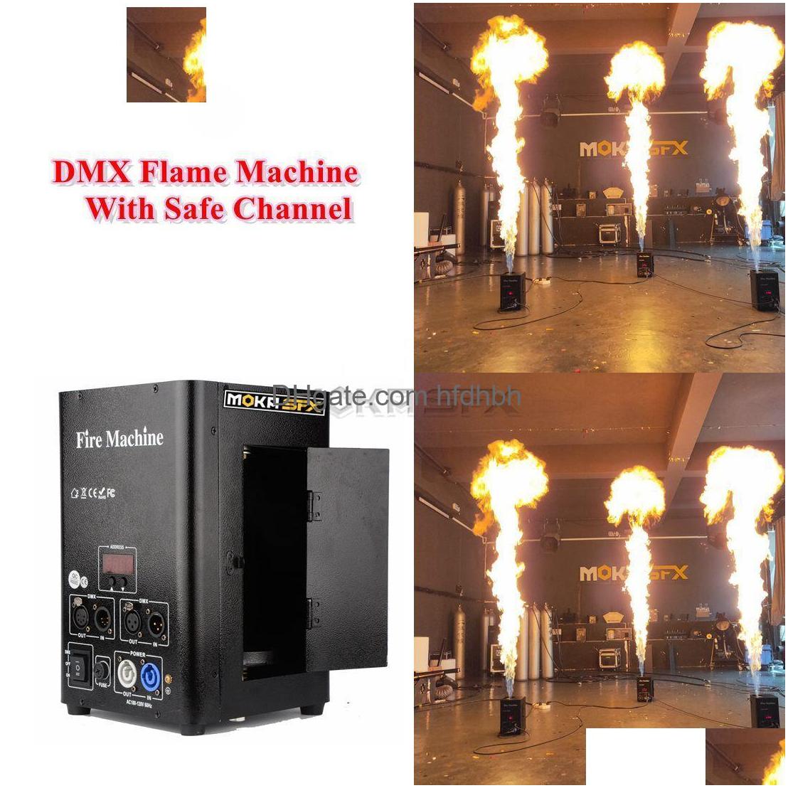 LED 효과 2pcs/로트 단일 방향 무대 화염 발전기 2CH DMX Fire Hine 스프레이 DJ 디스코 클럽 콘서트 첫 안전 채널 DHHF9에 대한 높은 효과