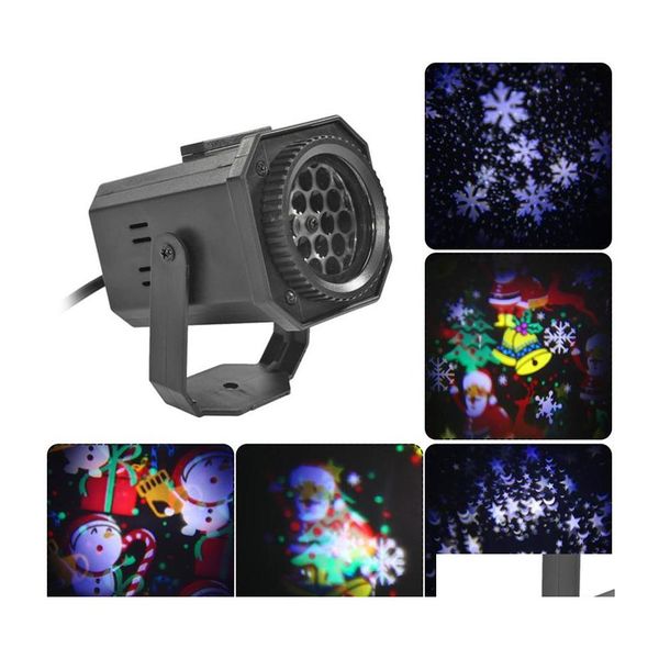 Efectos Led Navidad Proyector Led Luz 4 Patrón Tarjeta Cambio Lámpara Colorf Láser giratorio para Ktv Dj Disco Holiday Drop Delivery Li Otoli