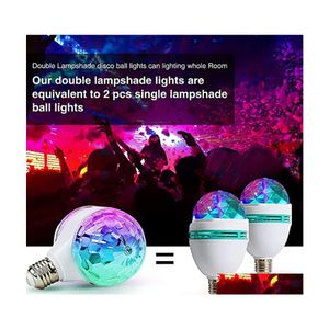 Efectos LED E27 Luz de escenario mágica de doble cabeza 85265V Cabeza giratoria 6W Colorf Disco Lámpara BB para fiesta navideña Bar Drop Deli Dhmwz