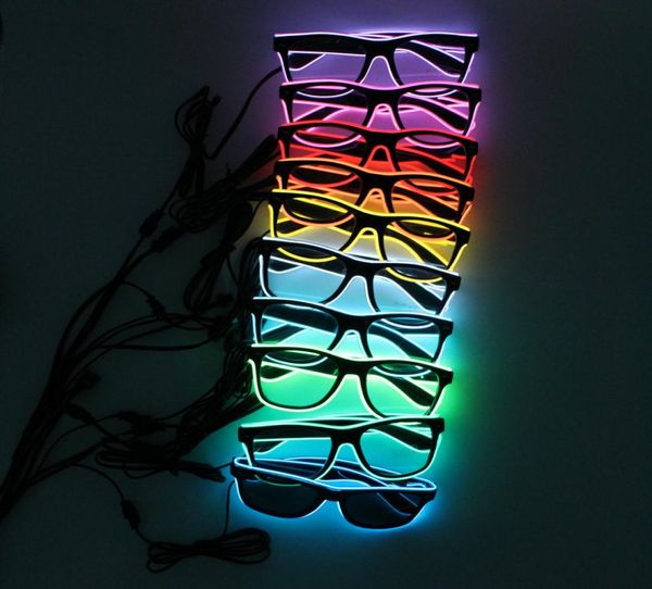 LED EL Wire Glasses Light Up Glow Gafas de sol Gafas Sombras Rave Costume Party DJ Gafas de sol brillantes Nightclub Party LED intermitente G4767201