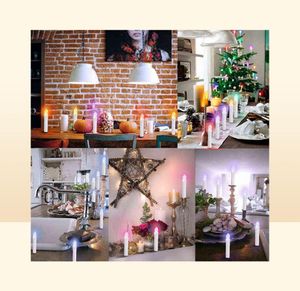 Led elektrische kaarsen vlamloos kleurrijk met timer externe batterij bediende kerstkaarslichten voor Halloween Home Decorative 24820261