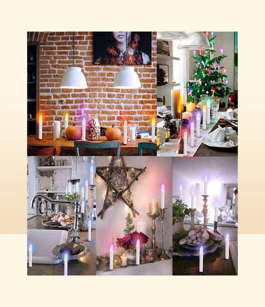 Velas eléctricas LED coloridas en llamas sin color con el temporizador de baterías remotas que funcionan con luces de velas de Navidad para el hogar de Halloween decorativo 26900436