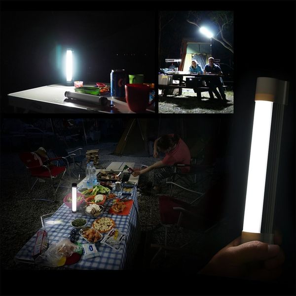 Lanternes LED lampe de bâton lumineux de secours pour l'extérieur Rechargeable Portable 3 niveaux de luminosité réglable USB charge SOS mode Tube