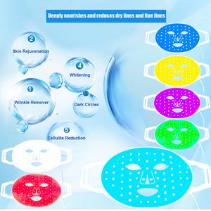 LED FACE Mask Mask Skin Care Silicone PDT Photon Therapy Skin Rjuvenations Plant 7 kleuren