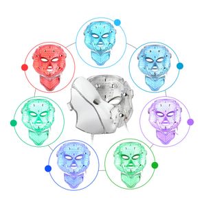 Máscara facial LED Fototerapia con luz de 7 colores Apriete los poros Rejuvenecimiento de la piel Eliminación de arrugas contra el acné Dispositivo de belleza para el cuidado de la cara