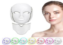Máscara facial LED de 7 colores Masilla facial de colorapia ligera con cuello Anti acné Whitening Red Light Therapy Tratamiento de belleza de la piel7220999999
