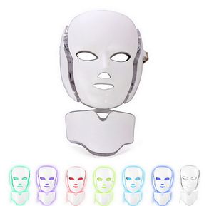 Masque facial LED 7 couleurs de photons PDT pour le visage et le cou Thérapie par la lumière LED à micro-courant Rajeunissement de la peau Machine faciale Portable