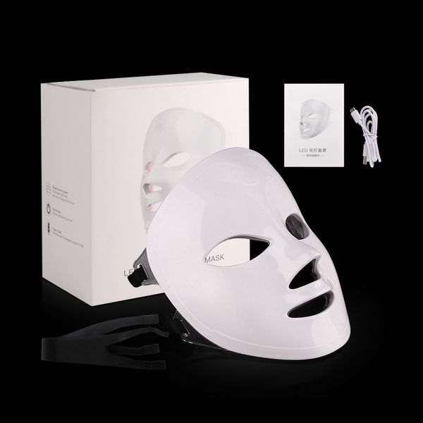 Led masque facial photon rajeunissement de la peau 7 lumières élimination des cicatrices anti-âge traitement de l'acné USB sans fil usage domestique