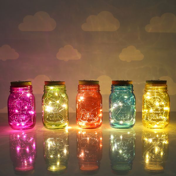 Mason Jar Lid LED Solar Fairy Light Party Supplies 10 LED Bombilla Firefly Jars Tapas Navidad Boda Decoración