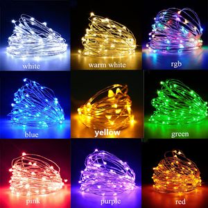 Guirlande lumineuse Led en fil de cuivre 2/5/10M vacances guirlande de lampe extérieure pour arbre de noël décoration de fête de mariage 4 pièces D2.0