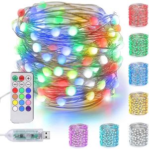 LED Fariy chaîne lumière USB 12 couleurs 18Key télécommande guirlande lampe décoration de noël TV bande rétro-éclairage éclairage extérieur