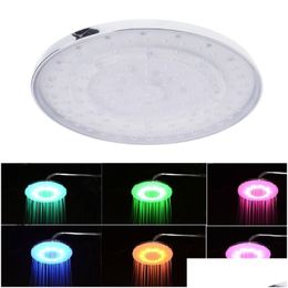 Lumières de robinet à LED 8 pouces RVB 7 couleurs LED robinet de douche pomme de douche ronde Matic changement d'eau économie de pluie haute pression salle de bain Rainf Dhxrq