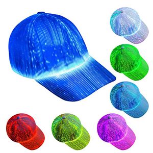 LED FIBER LICHTING BAKBALL CAPS Outdoor Sun Protatie Performance Cap Fashion Trend Vrije voor Bar Night Light Party Glowing Hat