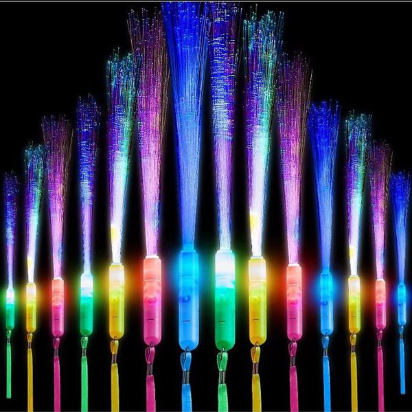 LED fibre optique bâton bâtons lumineux éclairer baguettes lumineuses bâtons enfant adultes lueur anniversaire divertissement accessoires fournitures de fête carnaval Disco HW0190