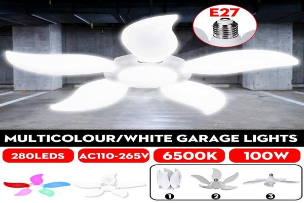 Bombilla LED plegable Fiveleaf, hoja de ventilador, luces LED blancas multicolor para Garage, lámpara de taller de techo Deformable 6869495