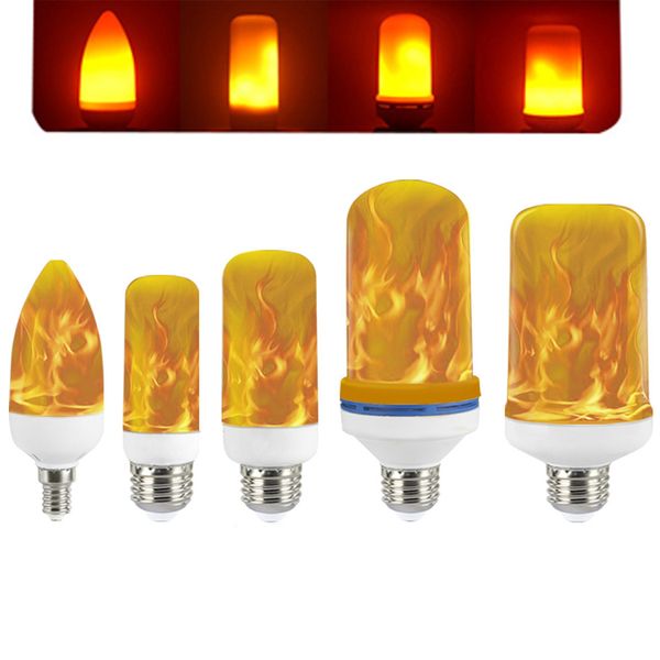 Lâmpada LED com efeito de chama 3 modos com efeito de cabeça para baixo E26 E12 E14 Base Lâmpada LED Lâmpadas de chama para decorações de Natal Bar de hotel Natal usalight