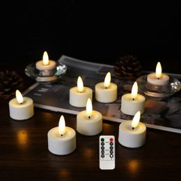 LED sans flamme scintillante à la batterie à thé Bougies avec de la fête de la Saint-Valentin votive à distance décor de Noël 240417